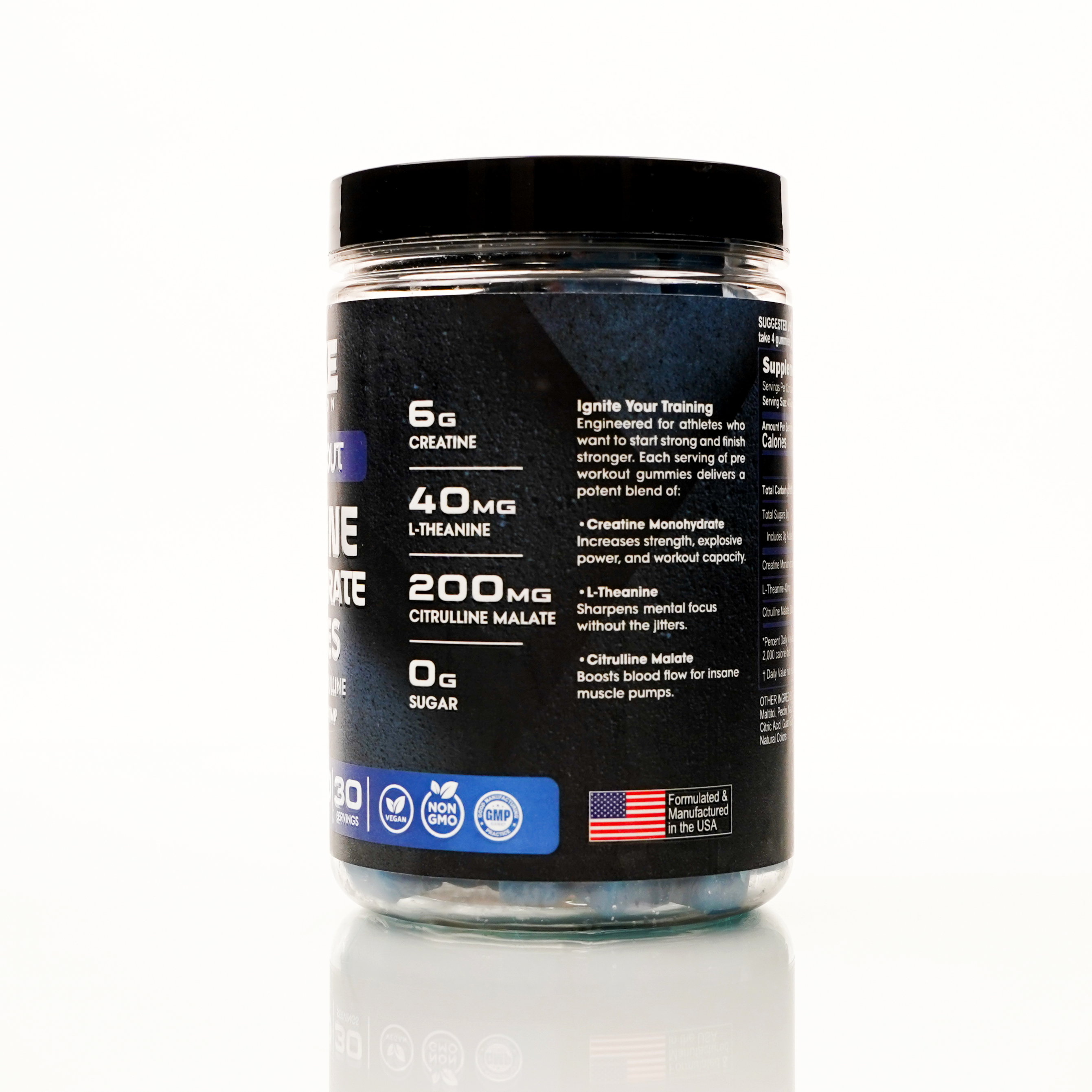 Creatine Monohydrate Pre-Workout Gummies — BlueRazz Rush (120 ct / 30 servings)