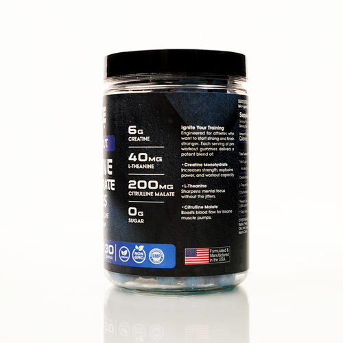 Creatine Monohydrate Pre-Workout Gummies — BlueRazz Rush (120 ct / 30 servings)